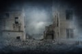 Apocalyptic ruins of the city. Disaster effect Royalty Free Stock Photo