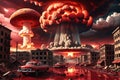 Apocalyptic Scene Depicting the End of the World - Mushroom Clouds Rising from a Global Nuclear War