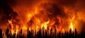 Apocalyptic scene of a massive forest fire engulfing british columbia s pristine wilderness