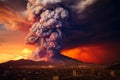 Apocalyptic Scene: Volcanic Outburst Unleashed.