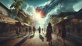 Apocalyptic Storm in the City - AI generated Illustration, realistic Royalty Free Stock Photo