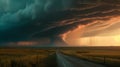 Apocalyptic storm with massive clouds of rain. AI Generated Storm. Royalty Free Stock Photo