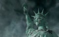 Apocalyptic view. Old Statue of liberty in Storm. 3d render