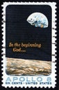 Apollo 8 USA 5c postage stamp Royalty Free Stock Photo