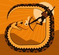 apollo aiming his bow at the serpent python in delphi Royalty Free Stock Photo