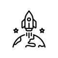 Black line icon for Apollo, missile and rocket