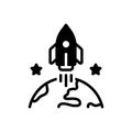 Black solid icon for Apollo, missile and rocket