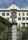 Apollo, one of 12 statues of mythical divinities and allegorical figures on the front of the Italian garden of Villa Carlotta. Royalty Free Stock Photo