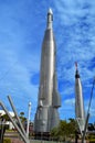 Apollo rockets on display in the rocket garden at Kennedy Space Center