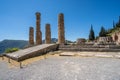 Apollo temple in the archaeological site of Delphi in Fokida, Greece Royalty Free Stock Photo