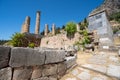 Apollo temple in the archaeological site of Delphi in Fokida, Greece Royalty Free Stock Photo