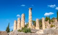 Apollo Temple in Delphi, an archaeological site in Greece Royalty Free Stock Photo