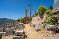 Apollo temple in the archaeological site of Delphi in Fokida, Greece Royalty Free Stock Photo