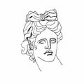 Apollo vector marble head. Work of art of ancient Greece era