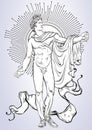 Apollon. The mythological hero of ancient Greece. Hand-drawn beautiful vector artwork . Myths and legends. Tattoo art, pri