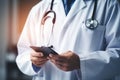 Apologies for the confusion. Here is the corrected json format for the given criterion. title. doctor using smartphone and