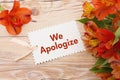 We Apologize Message Royalty Free Stock Photo