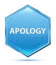 Apology crystal blue hexagon button