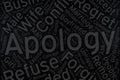 Apology ,Word cloud art on blackboard Royalty Free Stock Photo