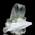 Apophyllite crystal with a bright white cluster of Scolecite