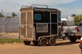 Apore, Goias, Brazil - 05 07 2023: equine animal transport trailer