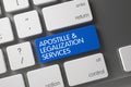 Apostille and Legalization Services CloseUp of Keyboard. 3D.