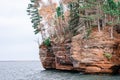 Apostle Islands Sea Caves in Wisconsin on Lake Superior in the fall season Royalty Free Stock Photo