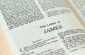 Apostle James epistle letter open Holy Bible Book close-up