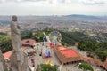 Apostle sculpture is observing Tibidabo Amusement Park and Barcelona City, Barcelona, Catalonia, Spain