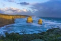 12 Apostles along the Great Ocean Road at sunset Royalty Free Stock Photo