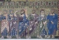 Apostles mosaic on the facade on Romanesque Basilica of San Frediano, Lucca, Italy