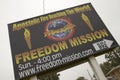 Apostolic Fire road sign promotes Christian right wing beliefs on Route 44 in Crawford County, Missouri