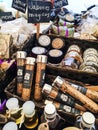 Apothecary Display of Oils, Herbs and Magical Soaps