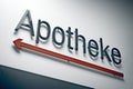 Apotheke, pharmacy sign in German language. Royalty Free Stock Photo