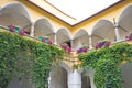 Medieval inner courtyard with arcades