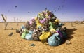 The Apotheosis of Civilization. Big pile of trash on the desert