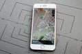 App on Apple iPhone Plus the application software Maps New York Royalty Free Stock Photo