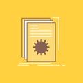 App, build, developer, program, script Flat Line Filled Icon. Beautiful Logo button over yellow background for UI and UX, website Royalty Free Stock Photo
