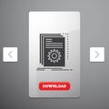 App, build, developer, program, script Glyph Icon in Carousal Pagination Slider Design & Red Download Button Royalty Free Stock Photo