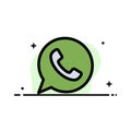 App, Chat, Telephone, Watts App Business Flat Line Filled Icon Vector Banner Template