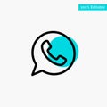 App, Chat, Telephone, Watts App turquoise highlight circle point Vector icon