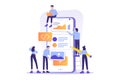 App Design and Development concept. Developers team creating or programming an application for smartphone. Isolated modern vector