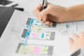 Web designer working on user interface wireframe Royalty Free Stock Photo