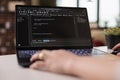 App developer using terminal window with code Royalty Free Stock Photo