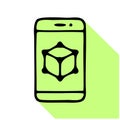 App developing flat line icon. Vector thin sign of mobile phone ui, ux developer logo