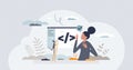 App development and application programming process tiny person concept Royalty Free Stock Photo