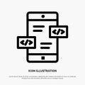 App Development, Arrows, Div, Mobile Line Icon Vector