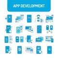 App development color line icons set. Creating and using a mobile application. Royalty Free Stock Photo
