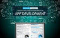 App Development Concept Background with Doodle design style Royalty Free Stock Photo