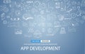 App Development Concept Background with Doodle design style :user interfaces, Royalty Free Stock Photo